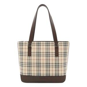BURBERRY Nova Check Shoulder Bag Tote Beige Black Bordeaux